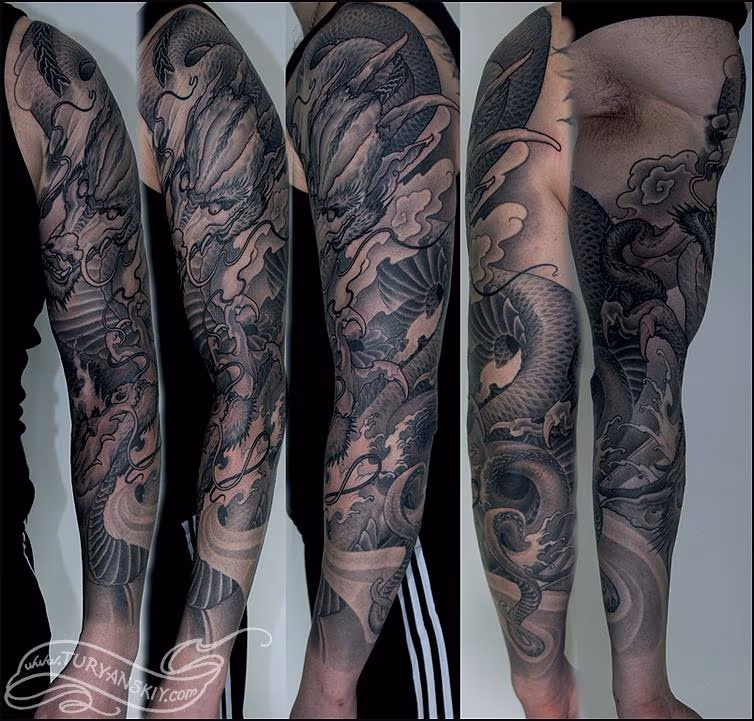 Two oriental dragons sleeve