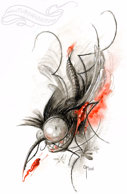 Mosquito watercolor painting