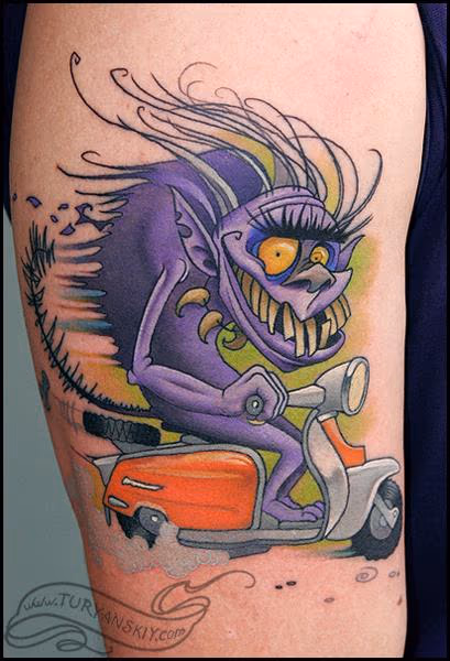 Monster riding a scooter