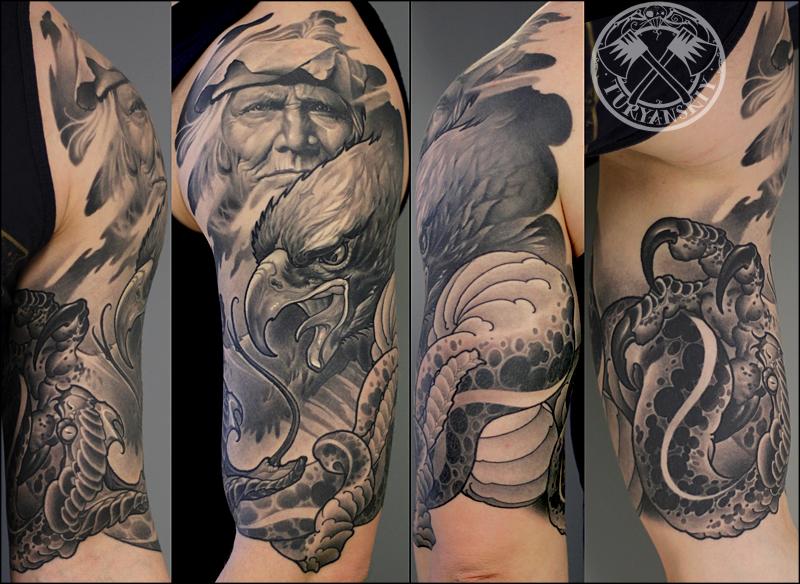 Native American, Eagle and Snake