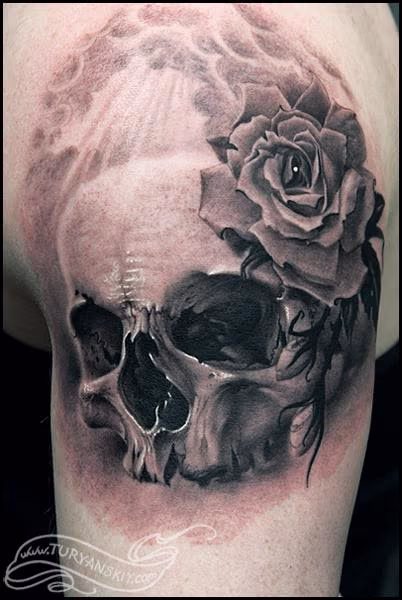 Skull and rose
