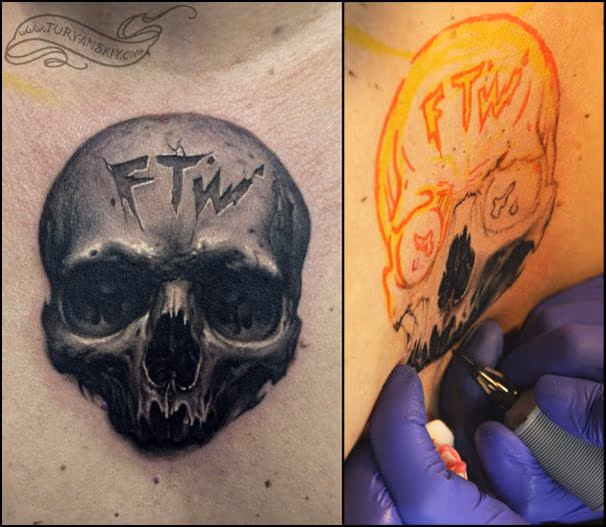 freehand skull tattoo