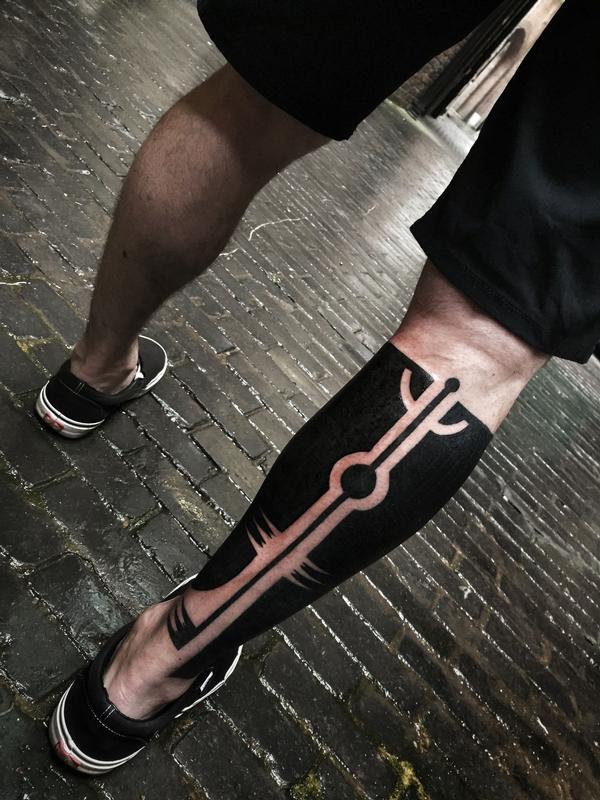Blackwork Calf Tattoo