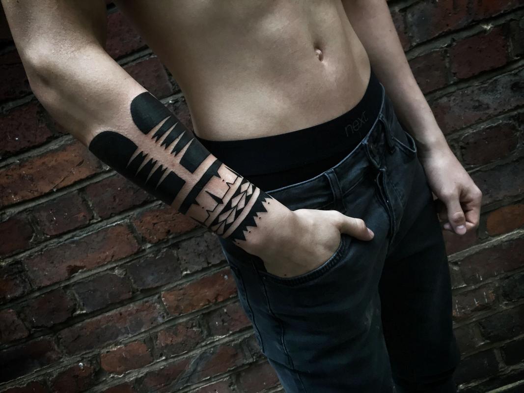 Blackwork Patterned Cuff Tattoo