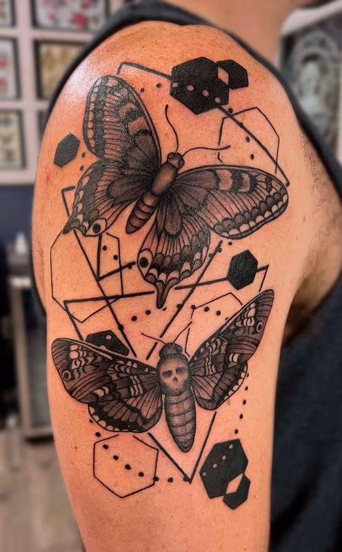 Geometric Insect Tattoo