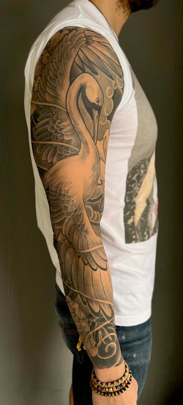 Swan Sleeve Tattoo