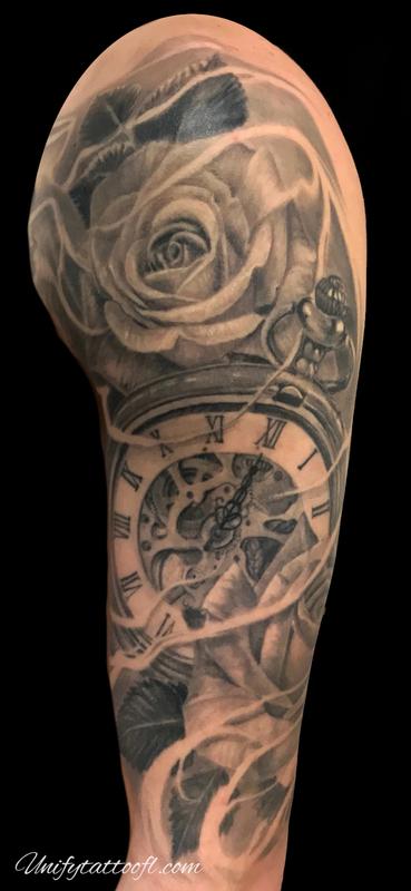 Pocket watch and roses