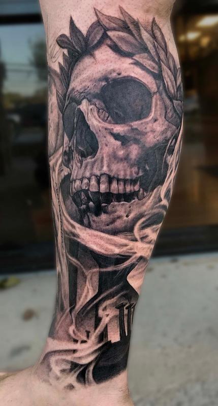 In Progress Skull with Hourglass