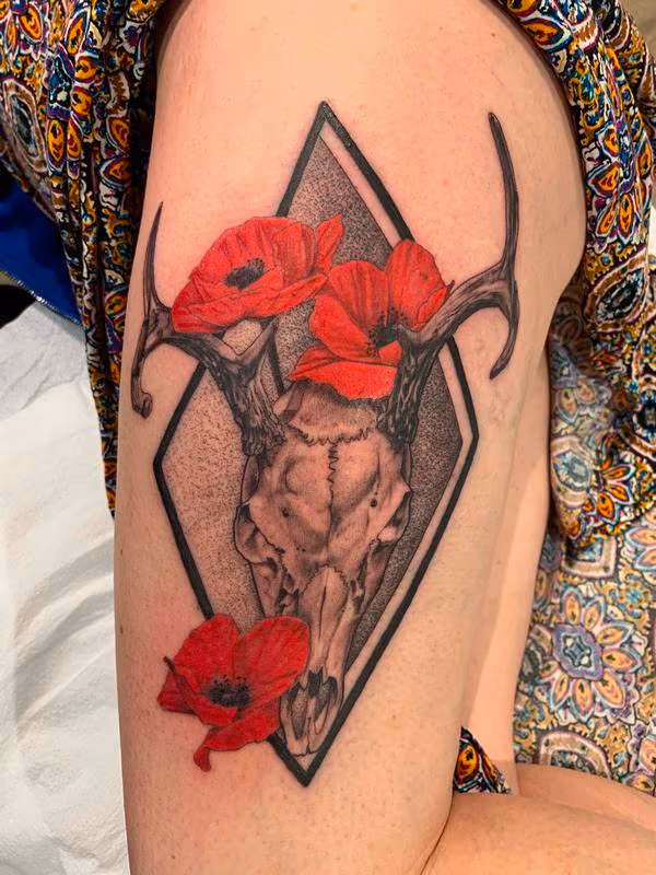 Skull with flowers