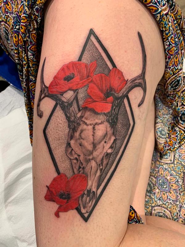 Skull with flowers