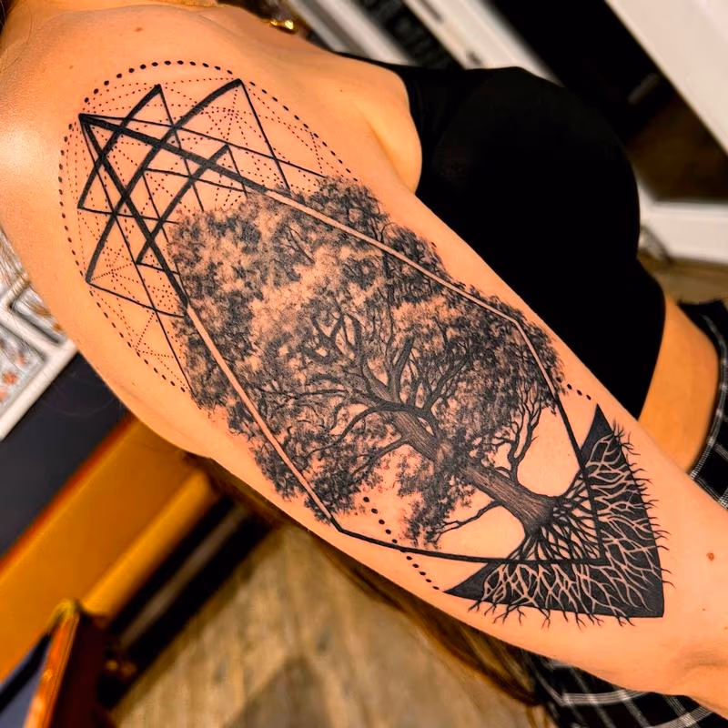Geometric Tree Tattoo
