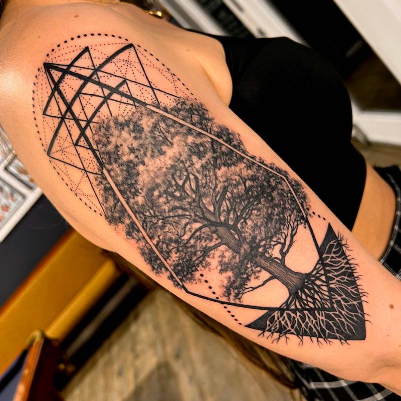Geometric Tree Tattoo