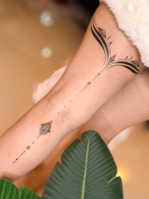 Ornamental Leg Tattoo