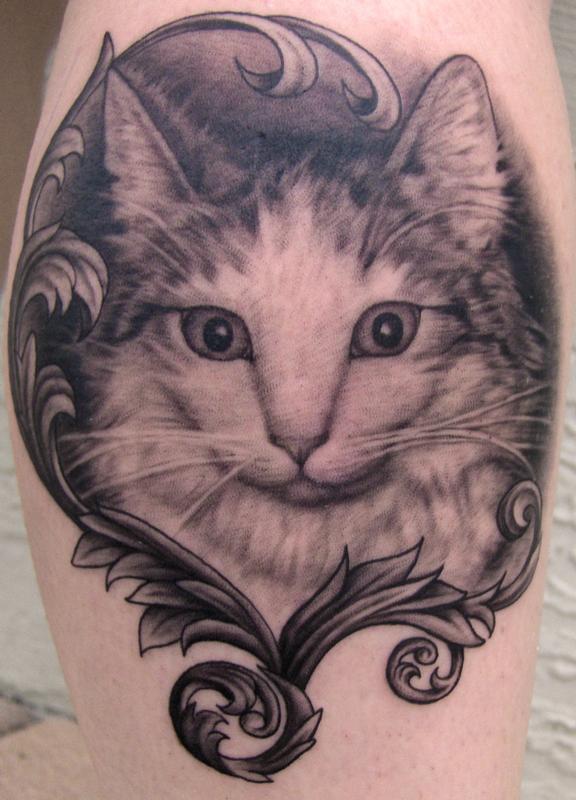 Black and Gray Cat with Filigree