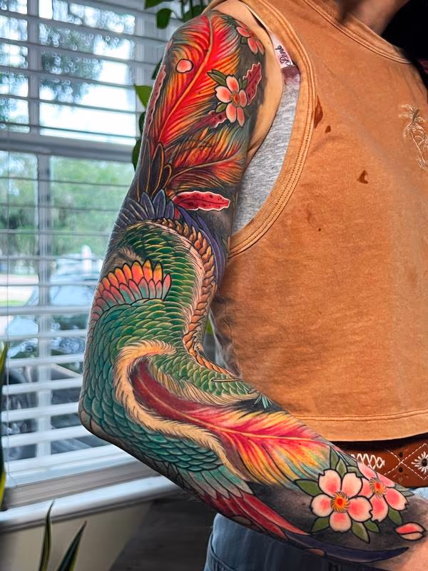 Detail of Phoenix sleeve