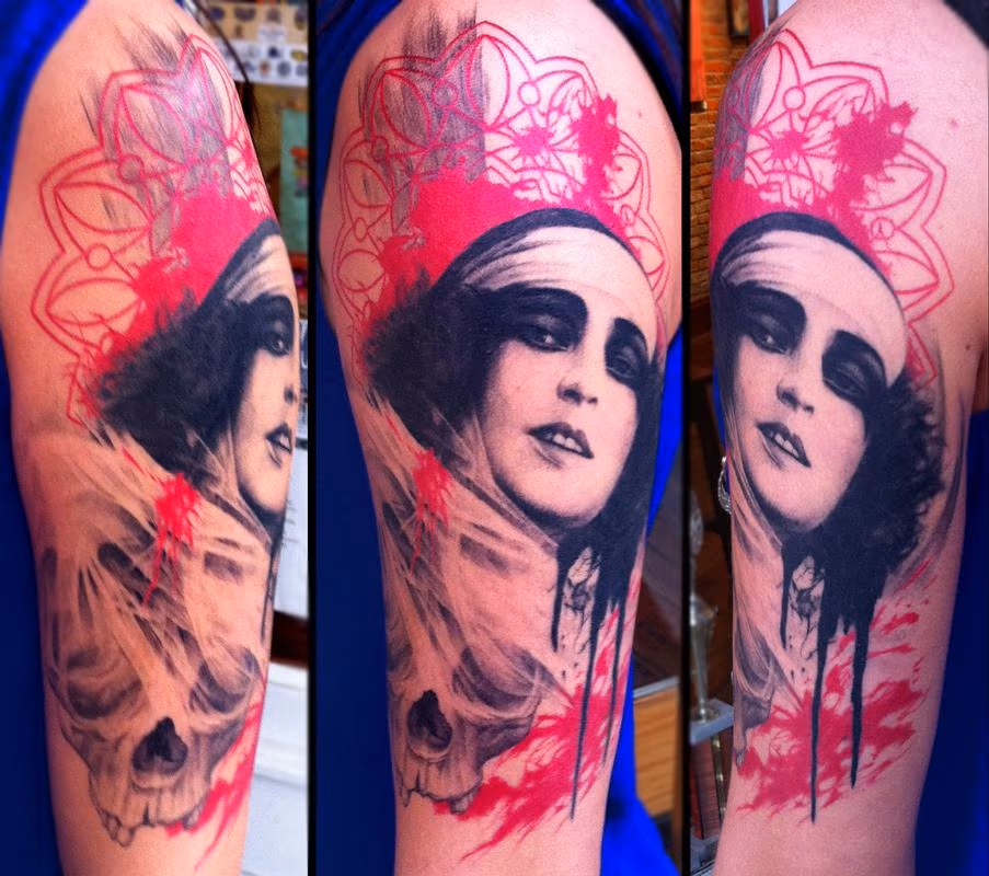 Woman with skull
