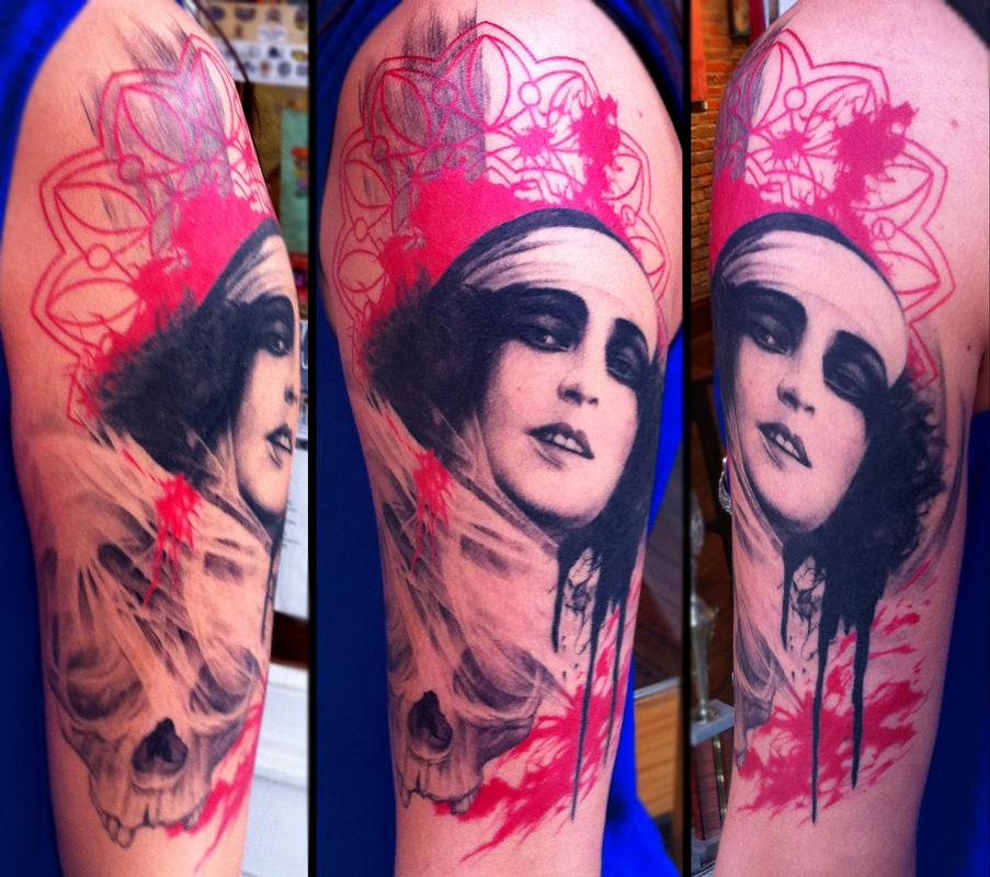 Woman with skull