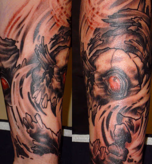 al's skull half sleeve
