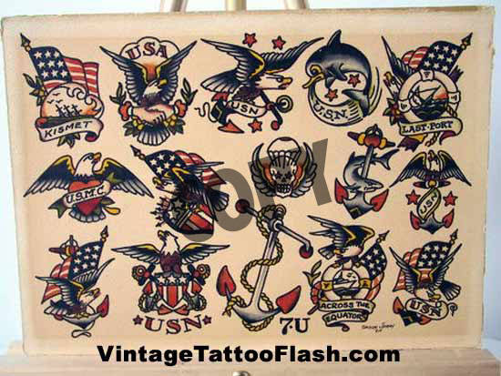 Sailor Jerry Tattoo Flash Sheet 7u