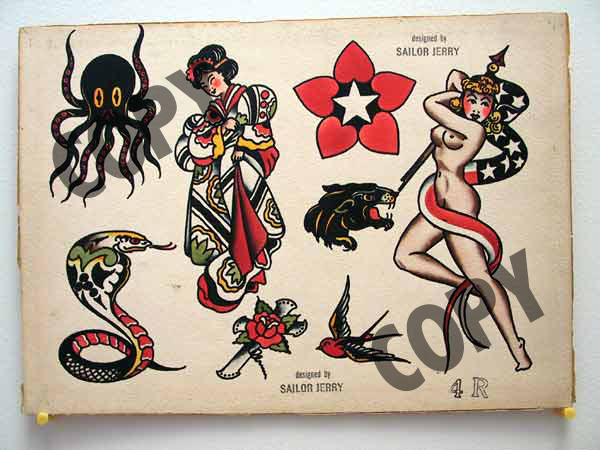 Cobra and Giesha Tattoo Flash Sheet 4 R