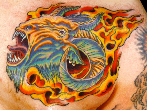 Satanic goat chest piece