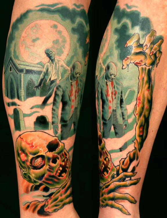 Dante's classic zombie movie leg piece