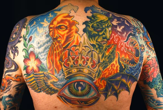 good and evil backpiece