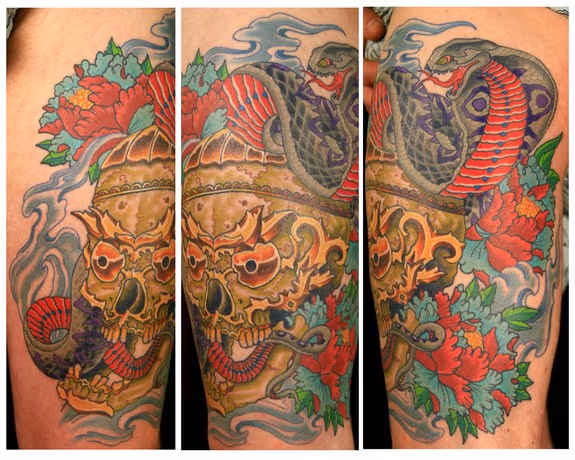 tibetian skull and cobra thigh piece