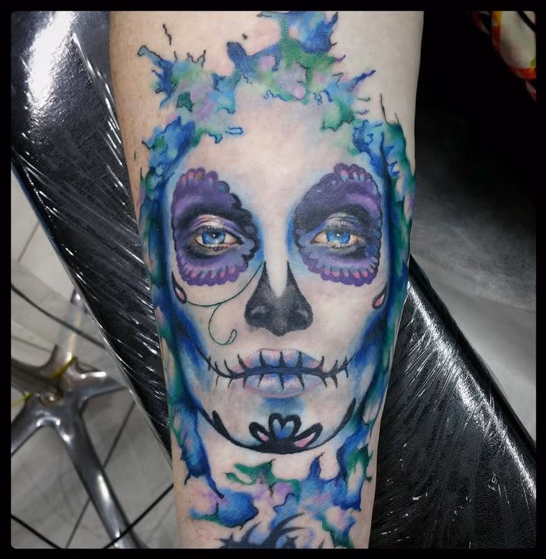 custom colour day of the dead portrait