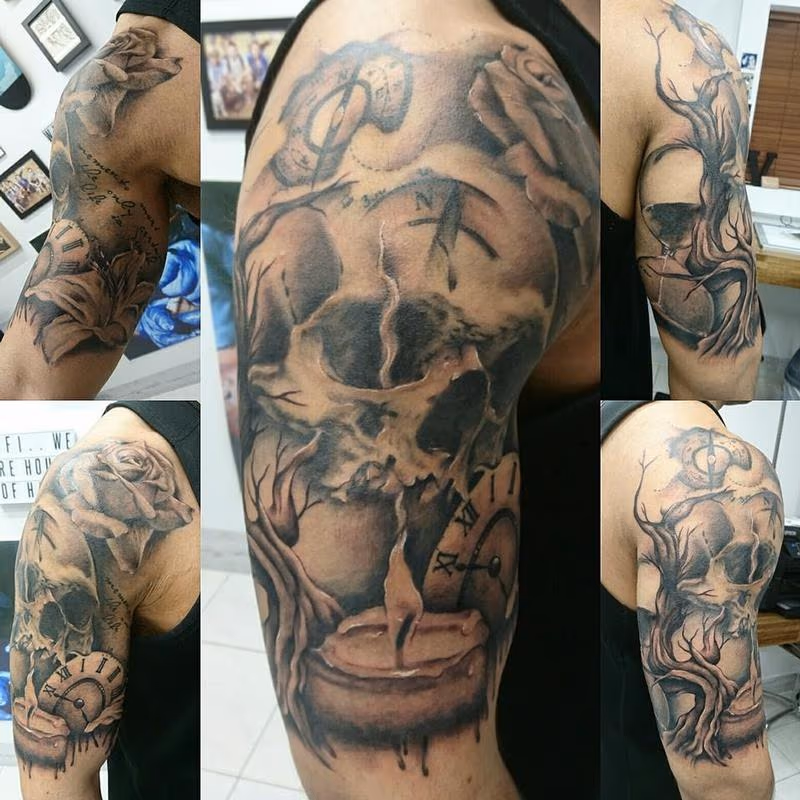 Skull and Candle Half Sleeve