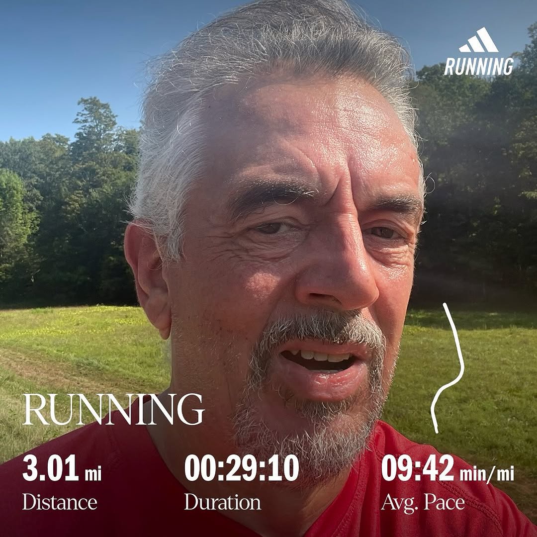 First run in about a month while I was traveling and nursing another calve injury. A bit slower but pain free.