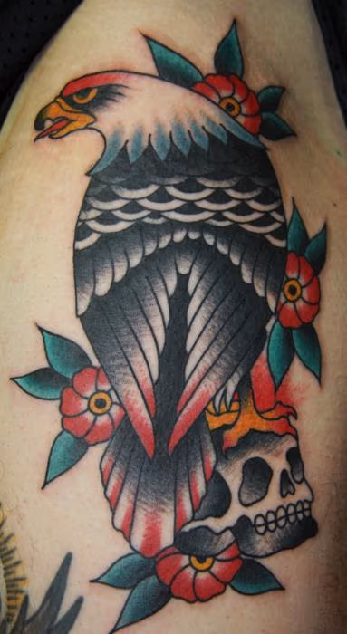Traditional Eagle and Skull Tattoo