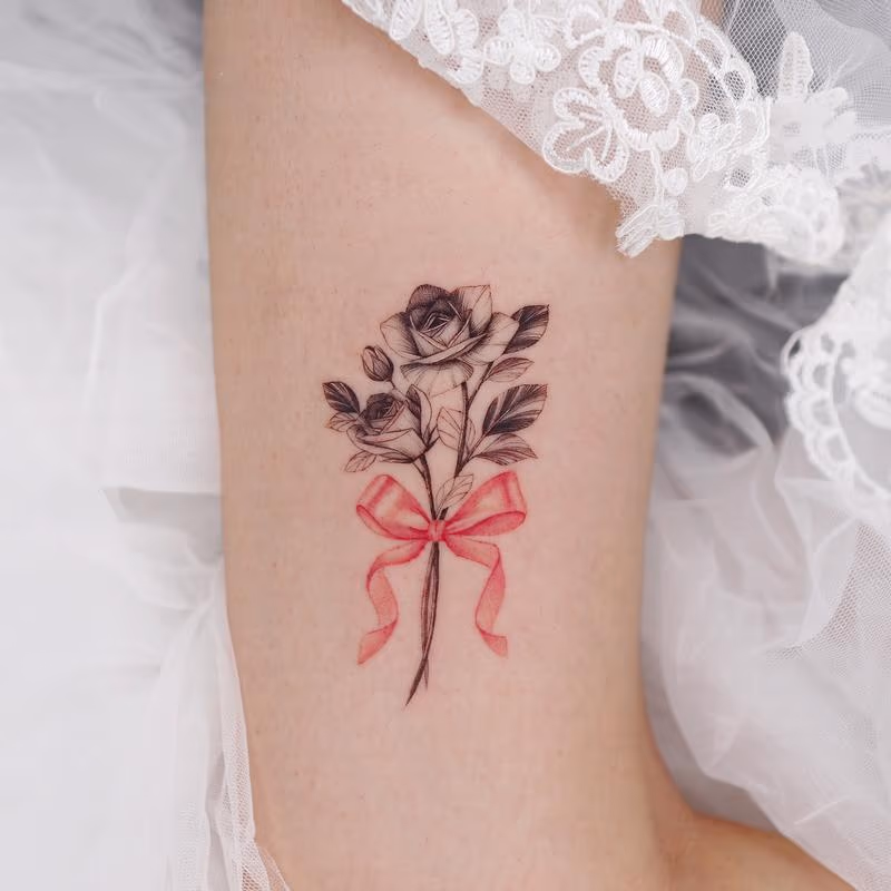 Flower with Ribbon on Thigh