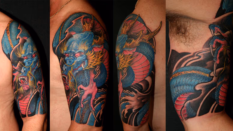 Blue Dragon Half-sleeve Tattoo